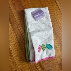 NEW Easter towels 2 pack of microfiber towels spring eggs pink dish towels